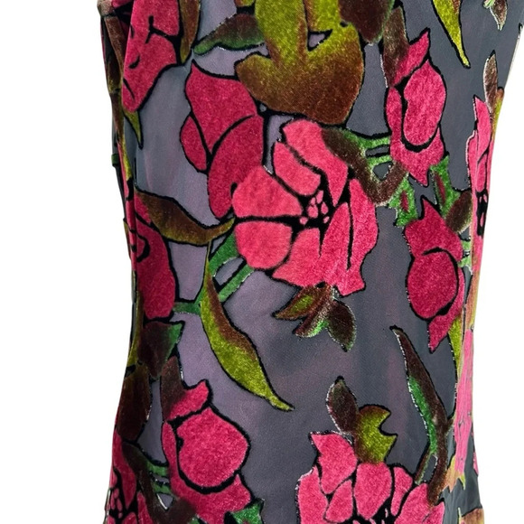 Vintage Bob Mackie Silk Blend Velour Floral Cowl Neck Top - Picture 8 of 10